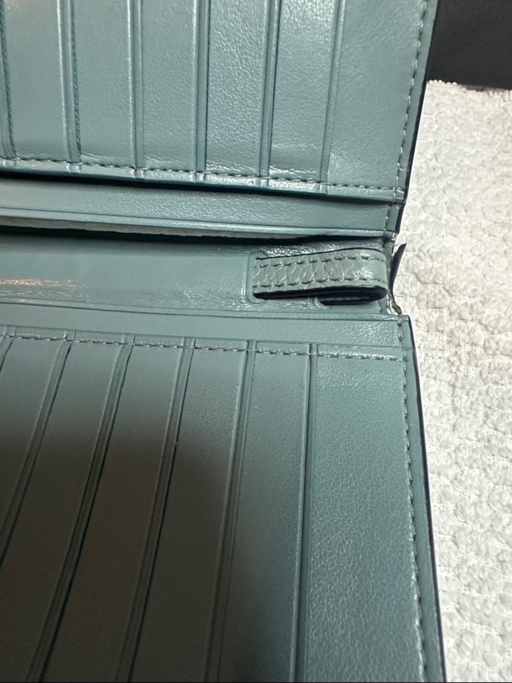 Coach Tea Rose Floral Studded Leather Wallet - Aqua Blue - Picture 6 of 16